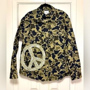 Camouflage Utility Jacket with Peace Sign